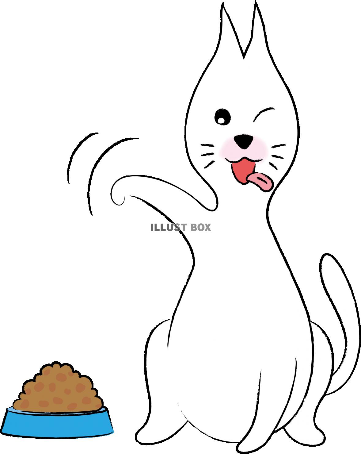 可愛いしろねこ　キャラクター　いただきます