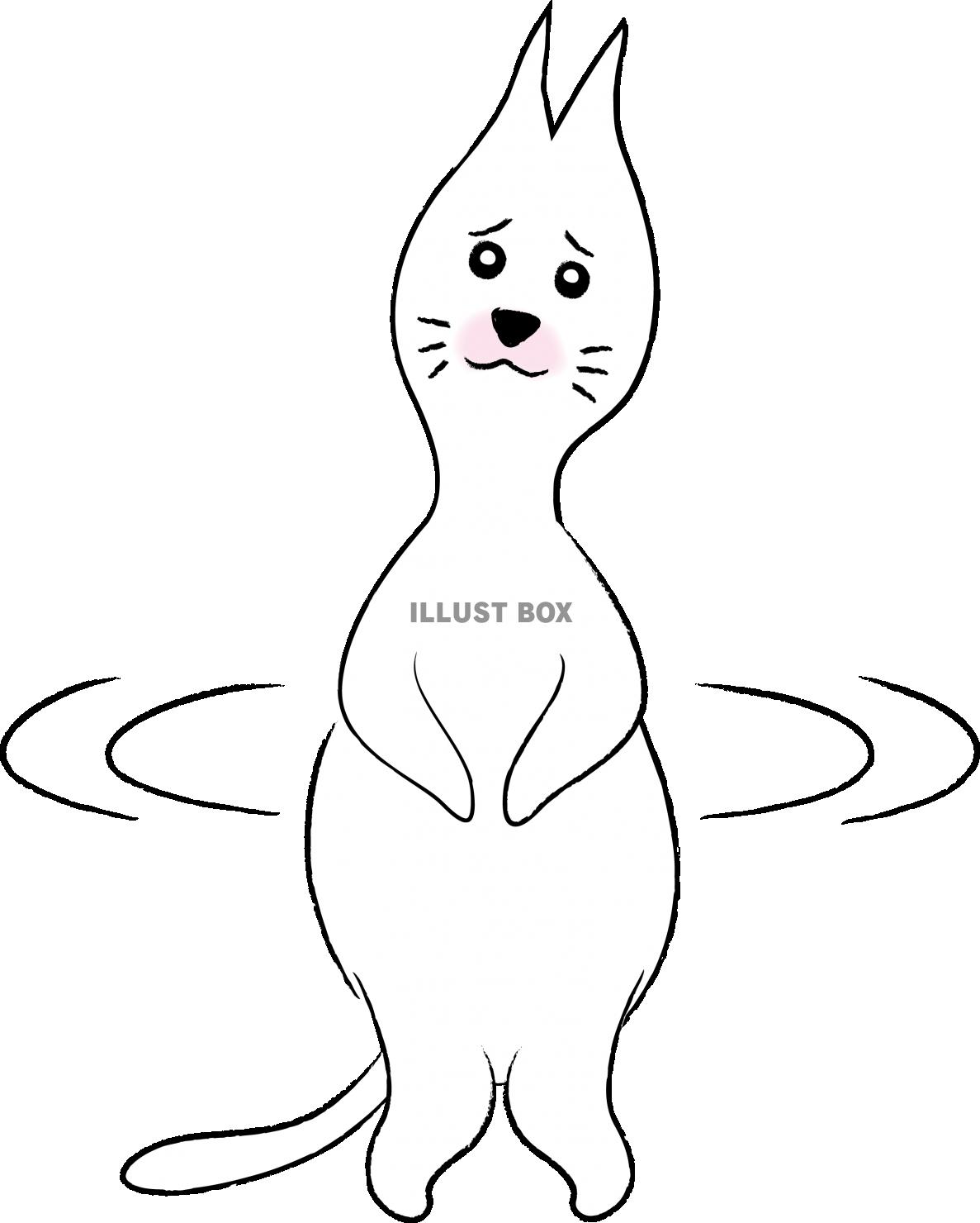 可愛いしろねこ　キャラクター　困る