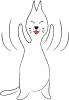 可愛いしろねこ　キャラクター　バンザイ