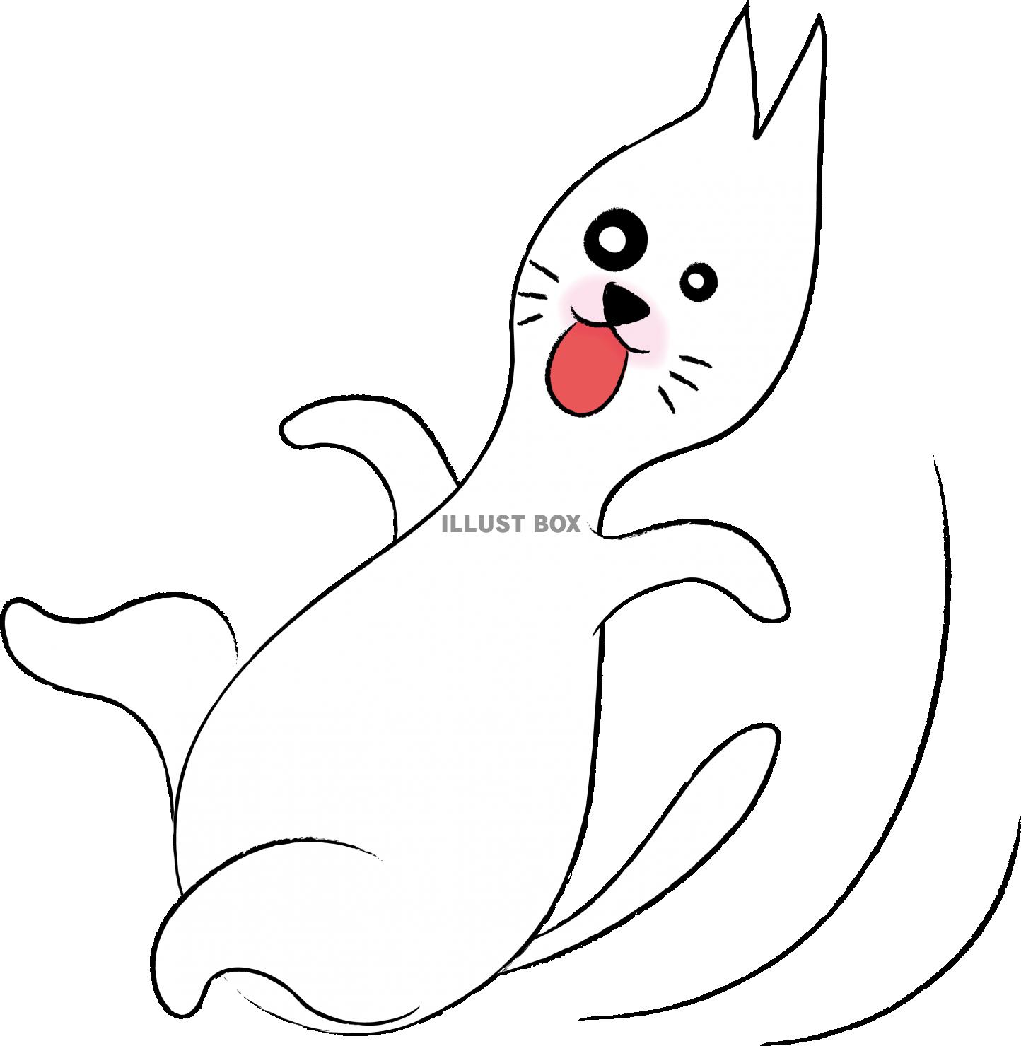 可愛いしろねこ　キャラクター　すべる