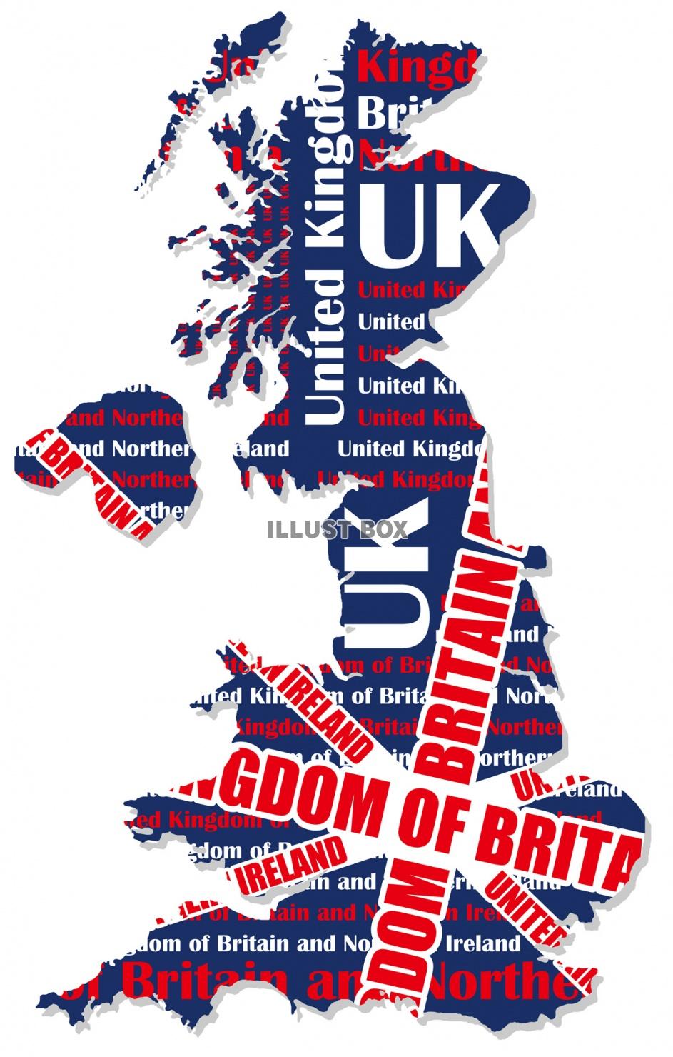 無料イラスト イギリス地図のイラストレーション