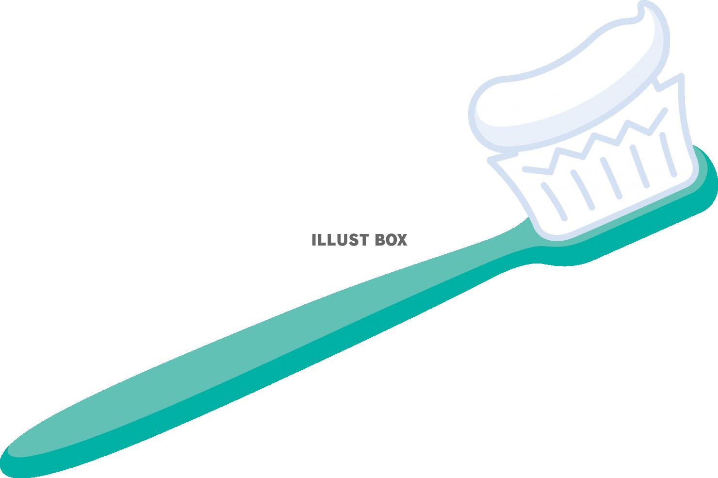 無料イラスト 歯ブラシと歯磨き粉 グリーン