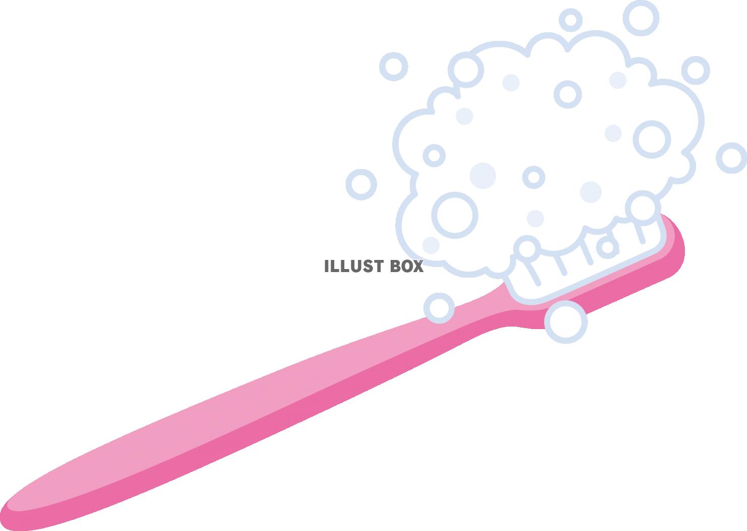 歯ブラシと歯磨き粉の泡　ピンク