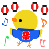 ハッピを着て踊るひよこ　透過png