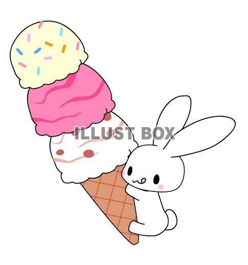 アイスクリームうさぎのイラスト