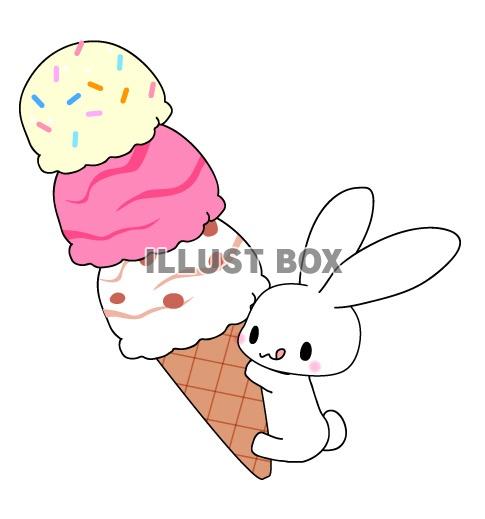 無料イラスト アイスクリームうさぎのイラスト