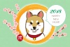 2018年　戌年の年賀状　かわいい柴犬