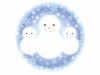  スノーマンの家族と雪の背景2　青