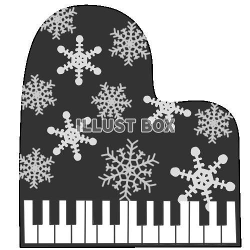 無料イラスト 雪の結晶のピアノ モノクロ