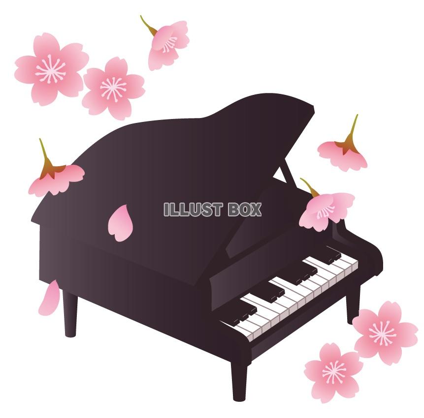 無料イラスト ピアノと桜