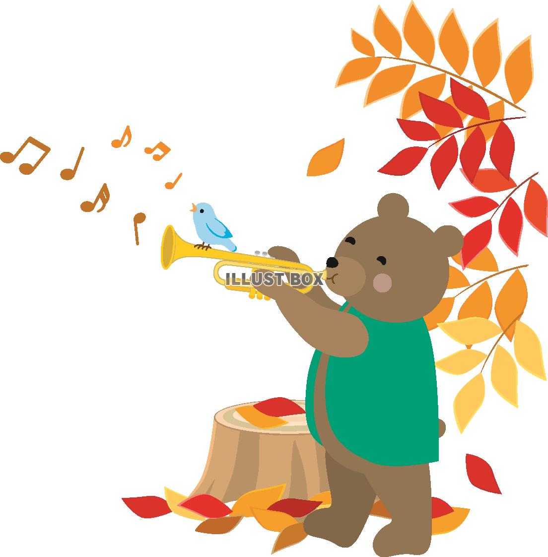 無料イラスト 秋の森の動物の音楽会３