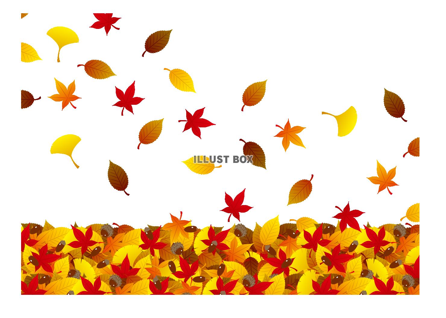 無料イラスト 秋のイメージ 落ち葉 壁紙