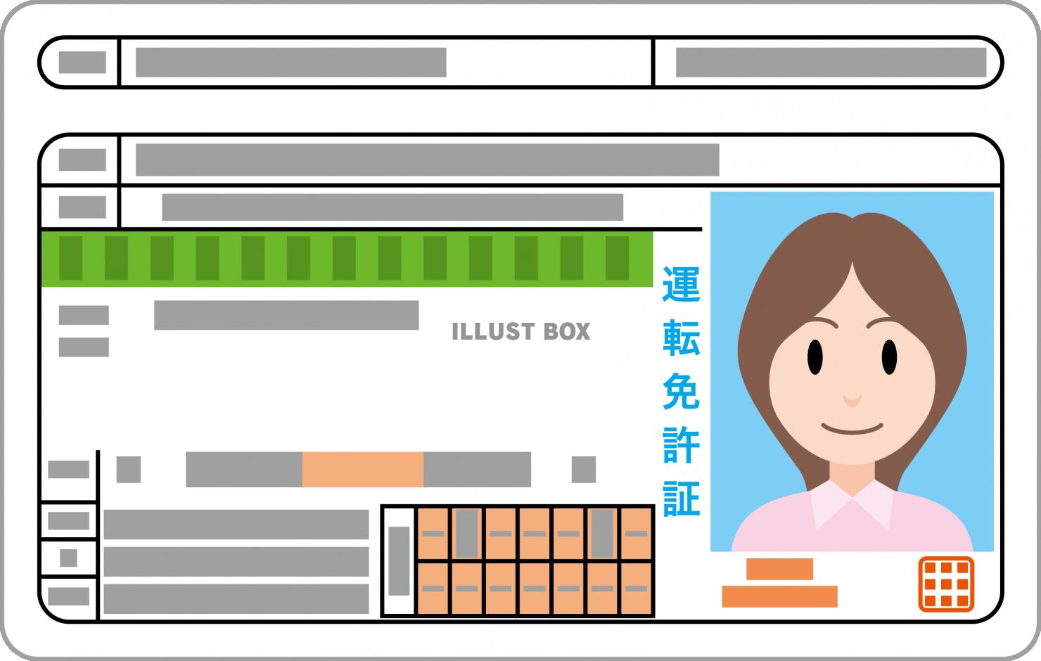 無料イラスト 運転免許証 女性 グリーン