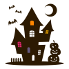 ハロウィンの風景シルエット　透過PNG