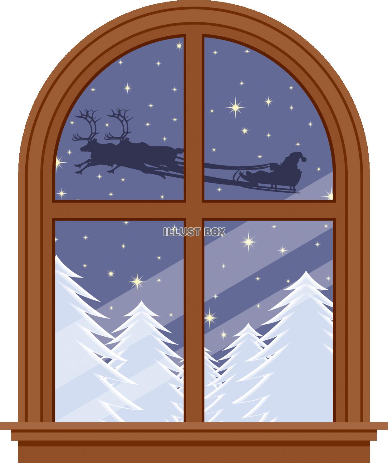 クリスマス　窓　サンタ