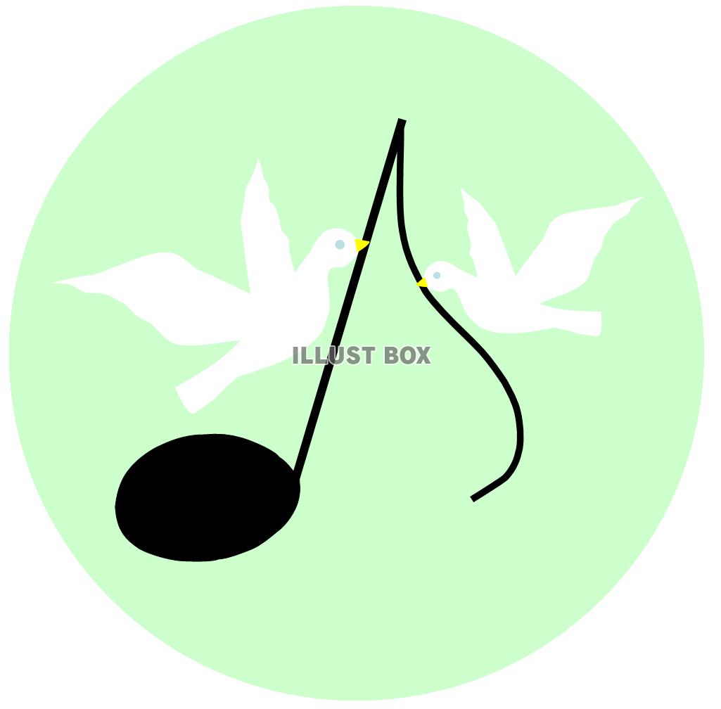 無料イラスト 音符を運ぶ白い鳩