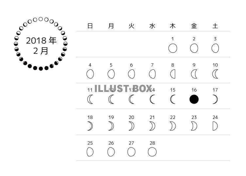 2018年2月　月齢カレンダー