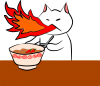 にゃんこさん、辛くて火を噴く【PNG】