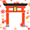 紅葉の赤鳥居　透過png