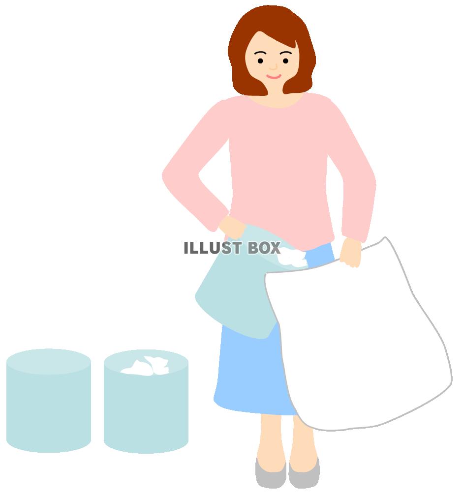 ごみを集める女性