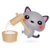グレーねこおもちつき
