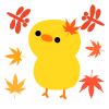 紅葉の赤とんぼとひよこ　透過png