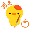 ベレー帽をかぶったひよこ　透過png