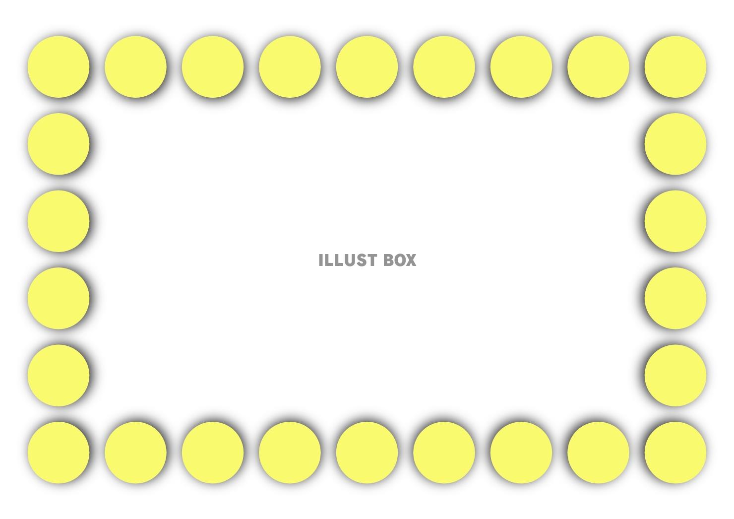 立体感のあるフレーム　水玉 1列 黄