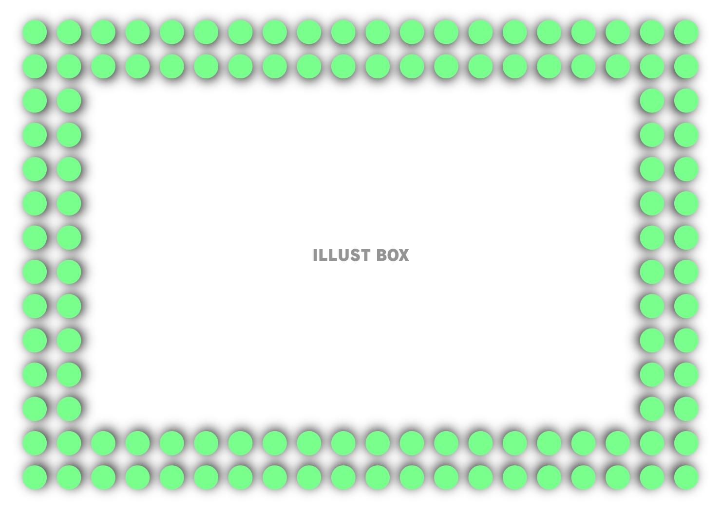 立体感のあるフレーム　水玉 2列 緑