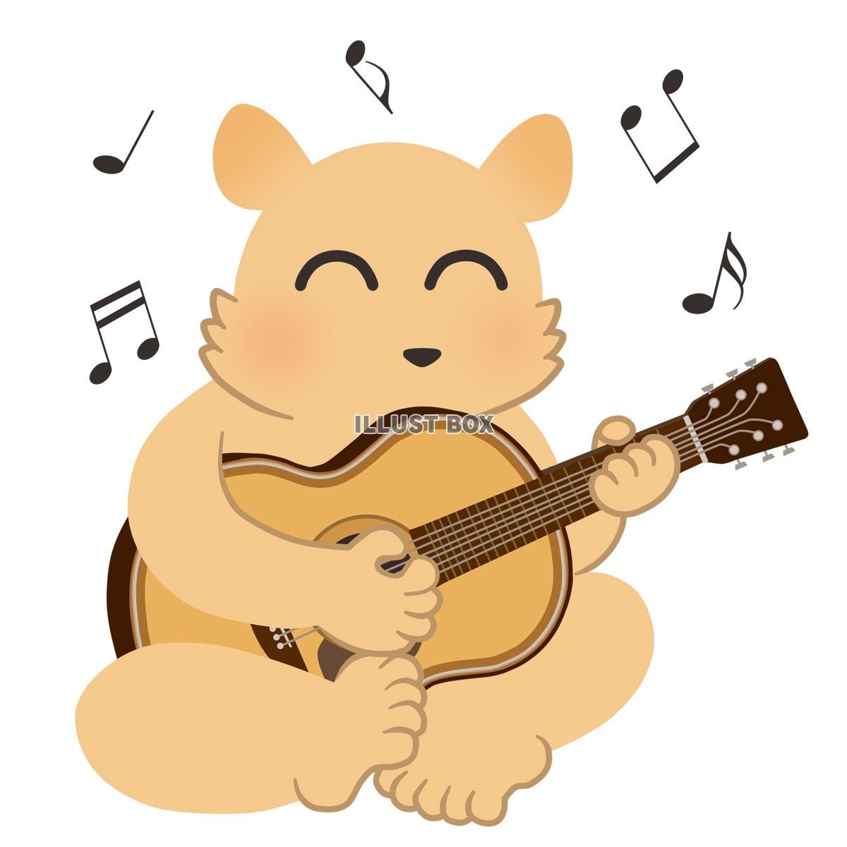 無料イラスト ギターを弾くクマ