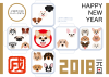 2018年　年賀状　犬のサイコロ　ペーパークラフト