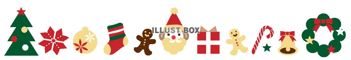 クリスマスカラーのモチーフたち　透過PNG