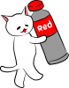 にゃんこと赤い絵の具【PNG】