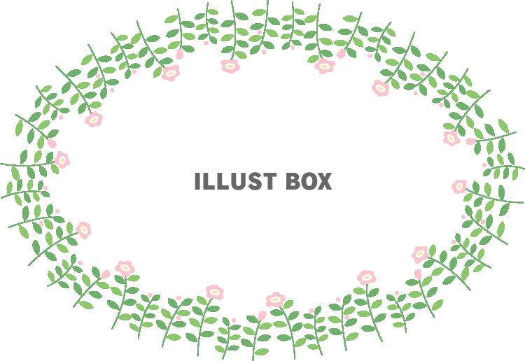 お花のまるい枠　ピンク