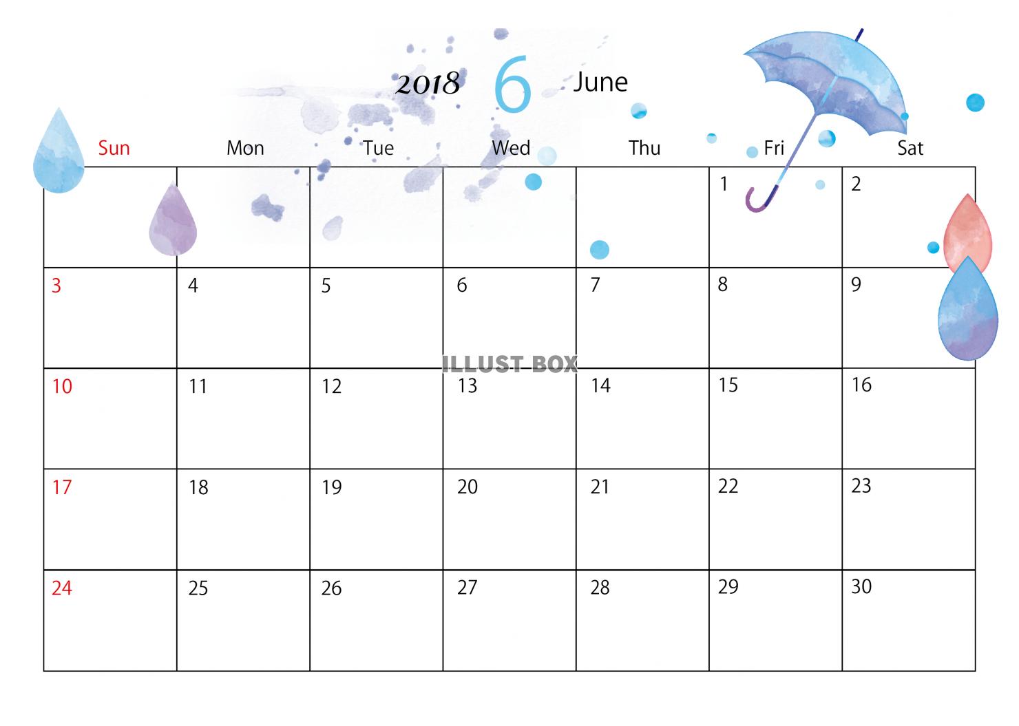 コンプリート 6月 カレンダー イラスト かわいい