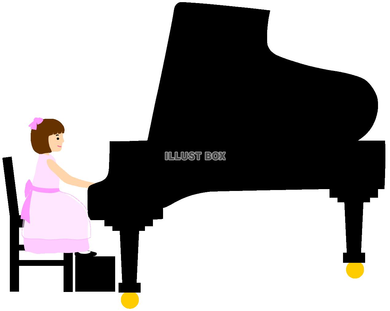 無料イラスト ピアノ発表会１ 女の子の演奏