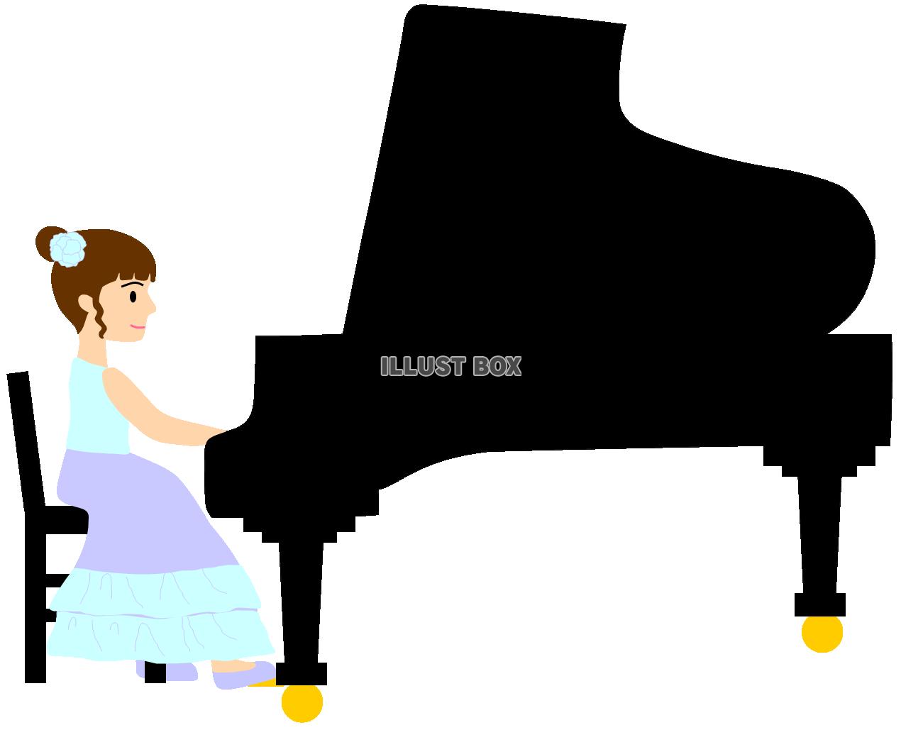 無料イラスト ピアノ発表会２ 女の子の演奏