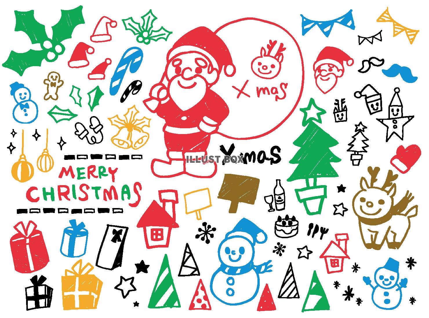 クリスマス手描き素材：イラスト無料