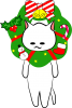 にゃんこさん、クリスマスリースの鬣【PNG】