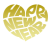 ハート形のHAPPY NEW YEAR グラデーション 金 (透過PNG)