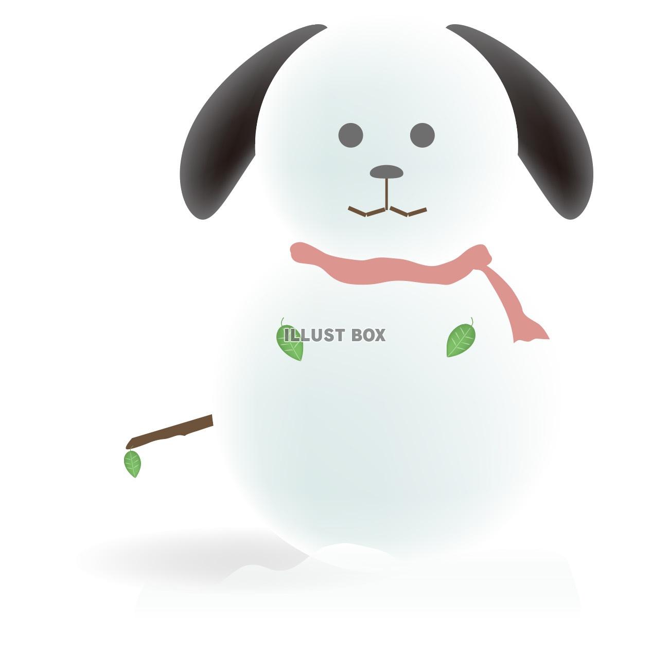 無料イラスト 犬の雪だるま 背景なしver