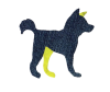 犬　カラーシルエット　青×黄緑