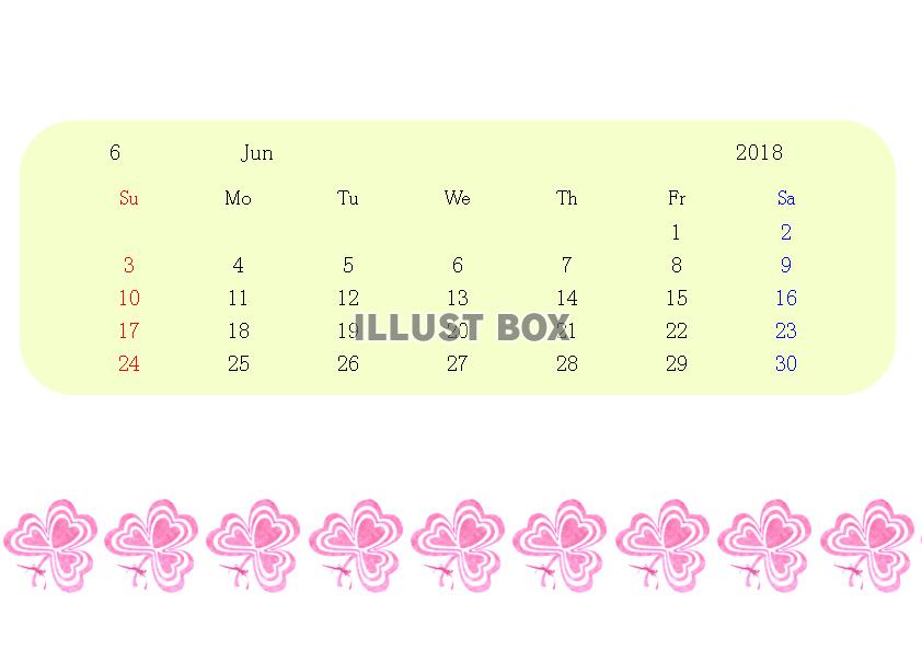 幸せの三つ葉カレンダー　２０１８年6月