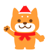 サンタ帽子を付けた柴犬　透過png