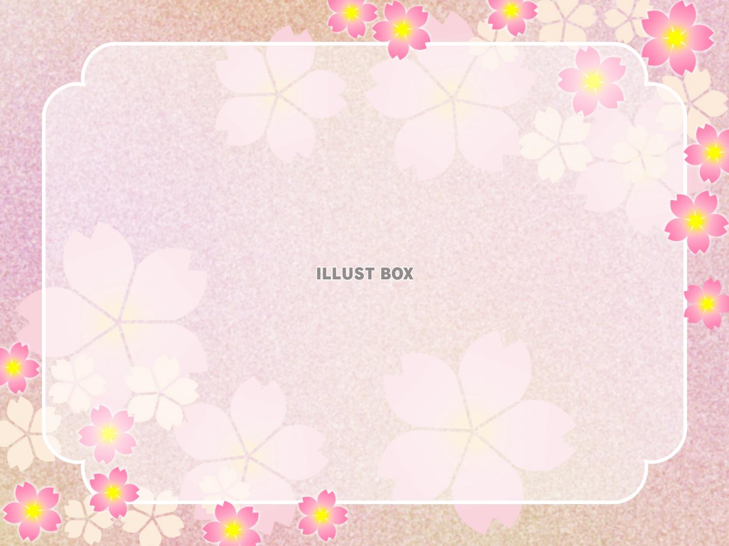 桜の花のフレーム和風柄の飾り枠イラスト
