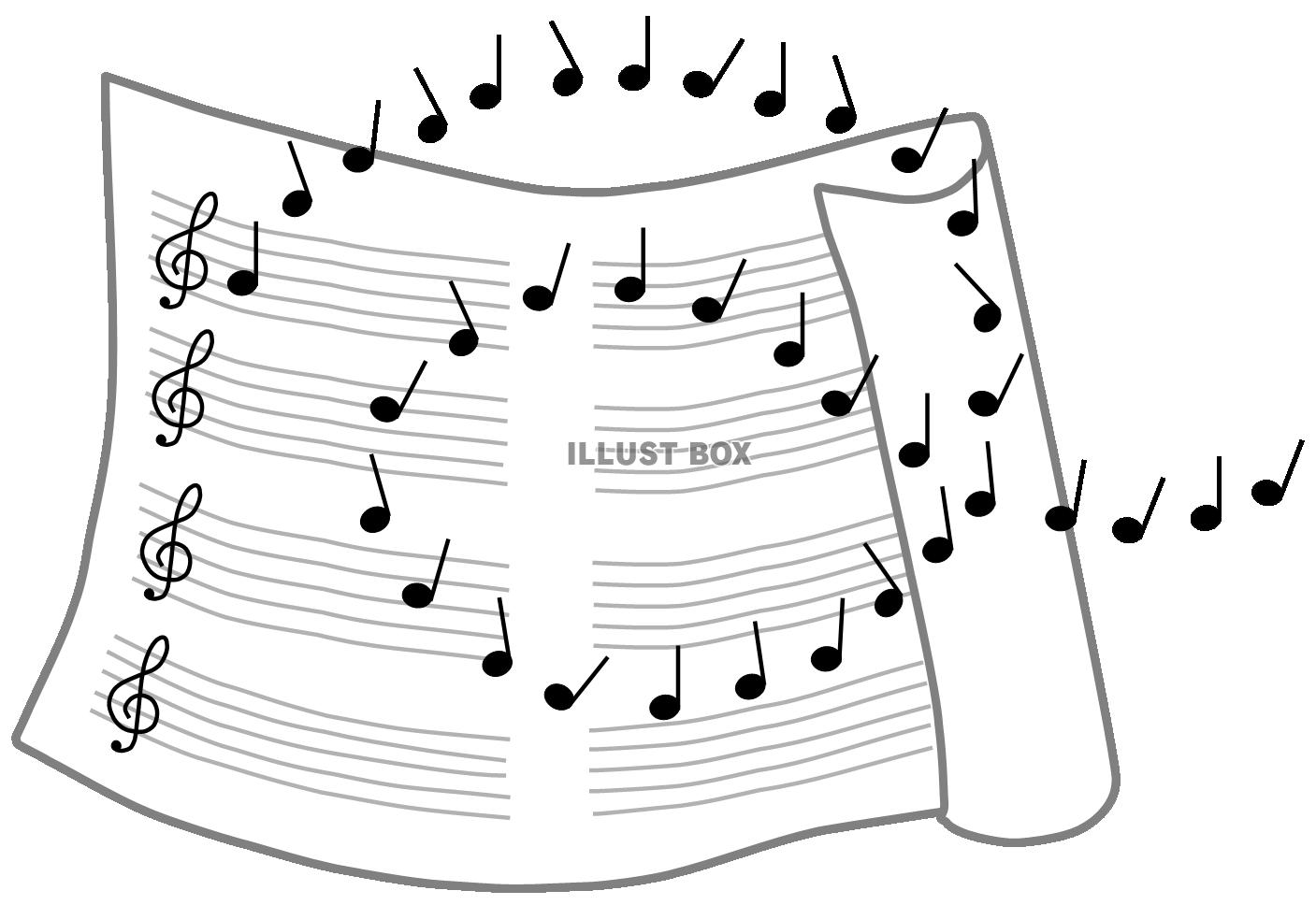 無料イラスト 楽譜と音符１