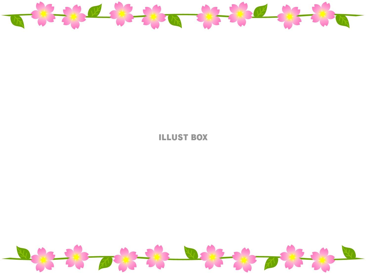 無料イラスト シンプルな桜の花模様のフレーム飾り枠素材
