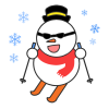 スキーをする雪だるま　透過png