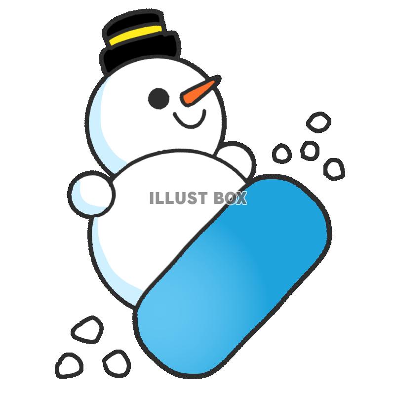 無料イラスト スノボをする雪だるま 透過png