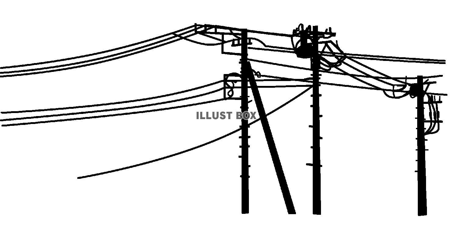 シルエット　電信柱と電線